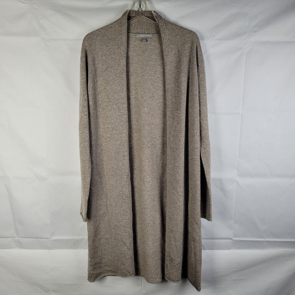 Neiman Marcus Women's Oatmeal Cashmere Duster Cardigan Sweater Size L Open Front